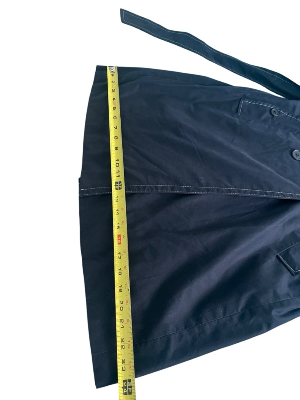 Blue Trench Coat Belted Double Breasted Classic Minimalist Preppy Fall Jacket - Picture 10 of 12